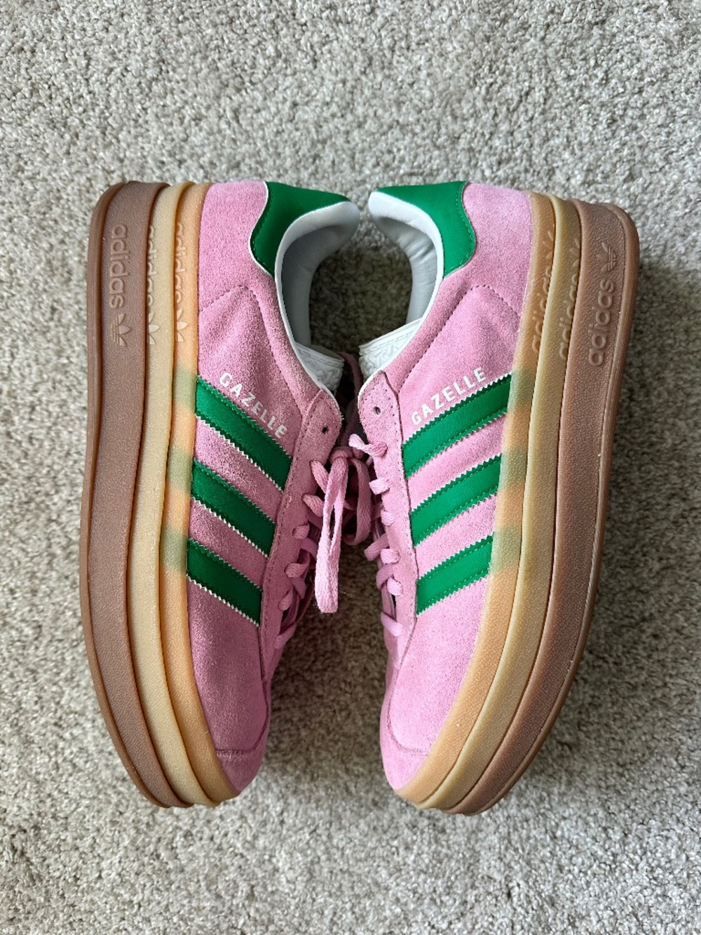 adidas Women's Green & Pink Gazelle Bold Sneakers